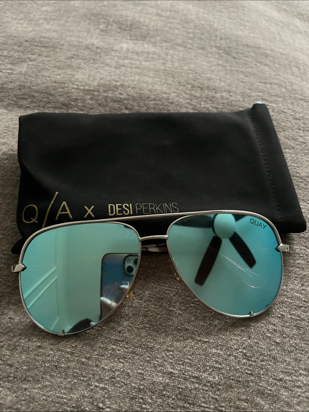 QUAY AUSTRALIA High Key Sunglasses with Teal Mirror Lenses